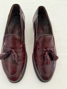 Vintage Chaney England Burgundy Leather Tassel Loafers Mens size 8.5 Dress Shoe